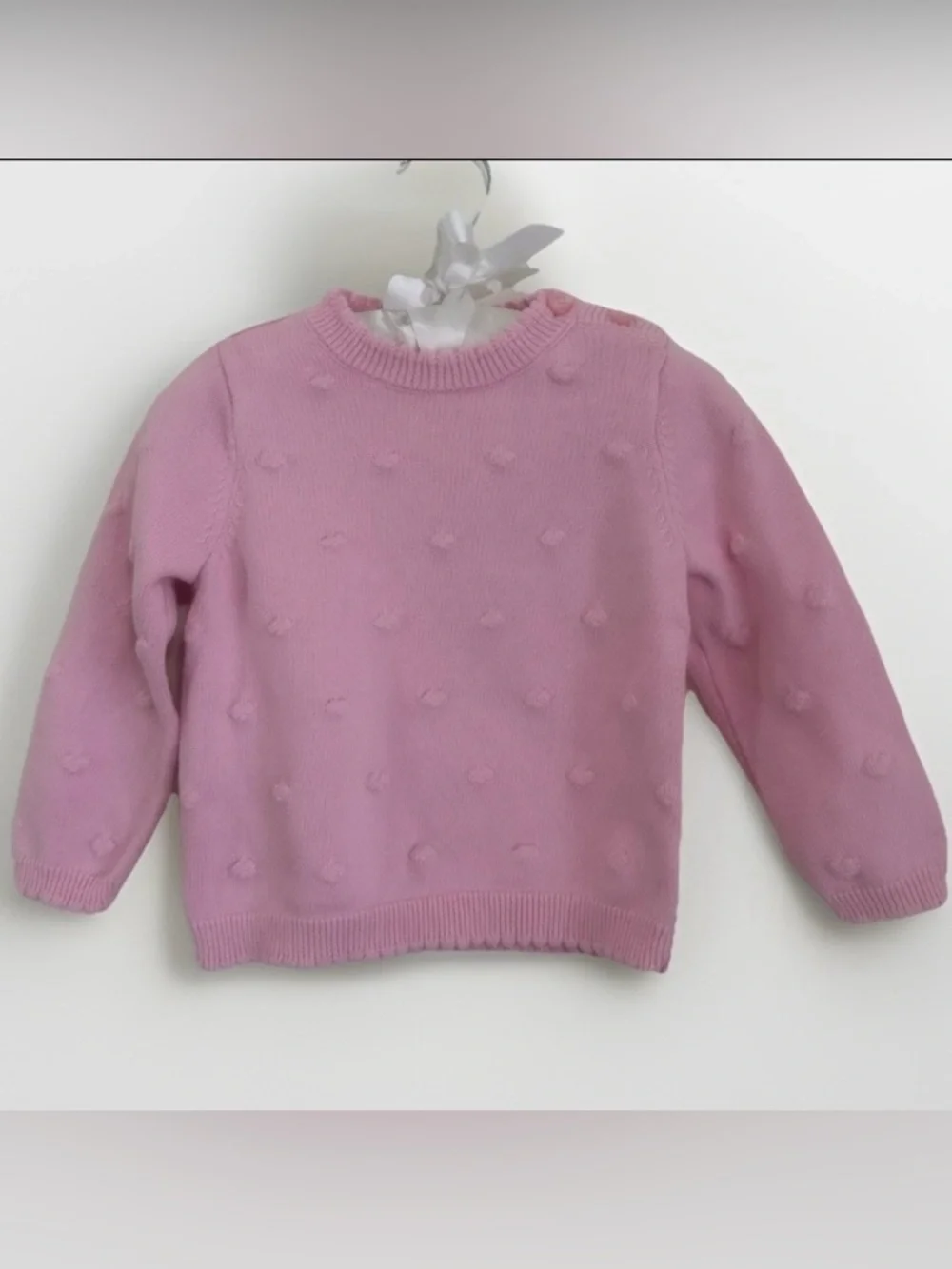 Cat & Jack Heart Stamped Sweater Crewneck Soft Pink Baby Girl Size 18M